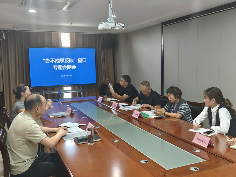 “办不成事”反映窗口专题会商会。沭阳县政务服务中心供图
